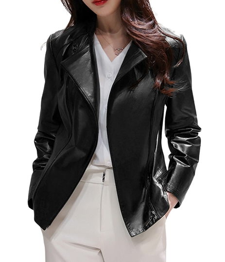Womens Serene Genuine Lambskin Biker Leather Jacket