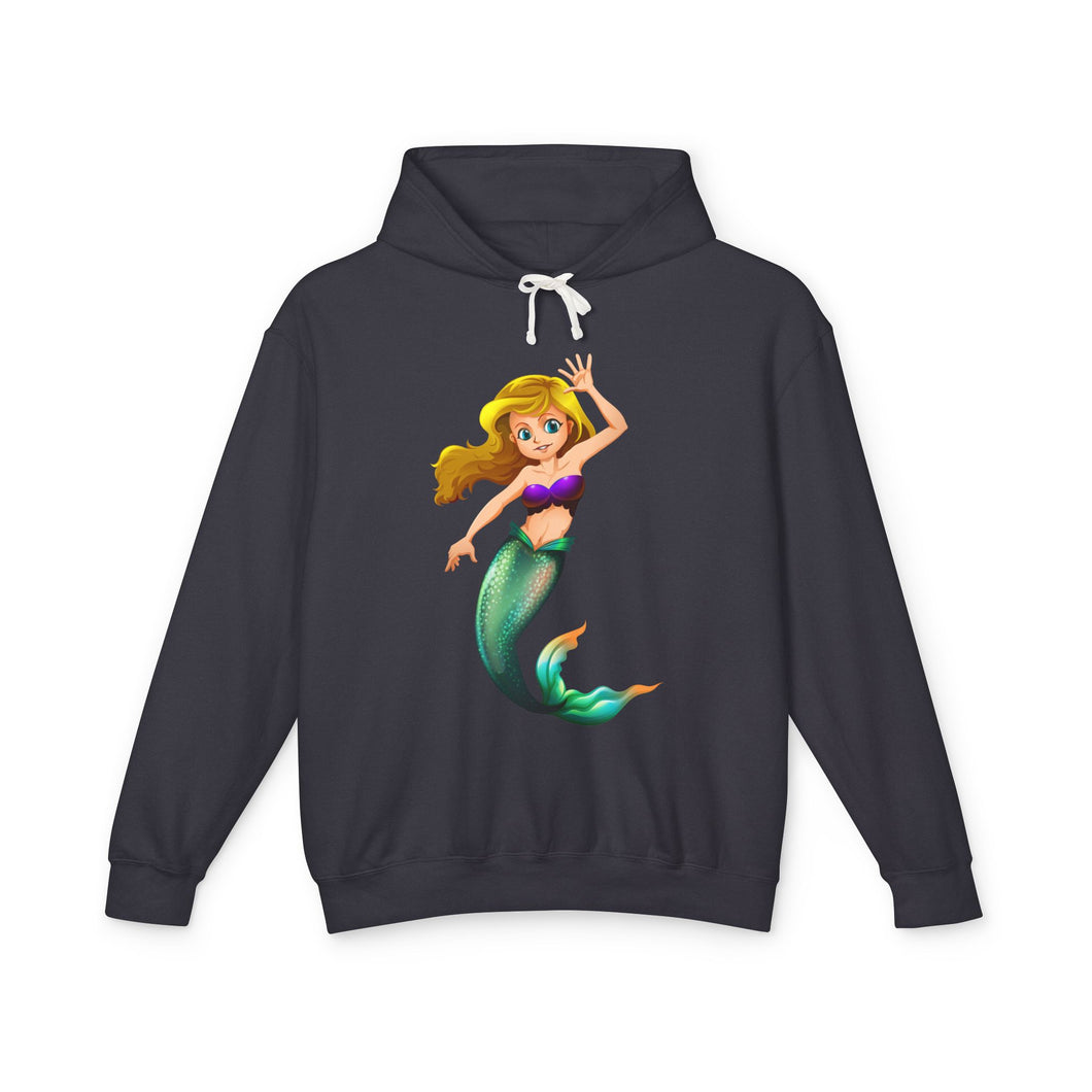 Cheerful Young Mermaid Casual Wear - Girls Lightweight Hooded Sweatshirt