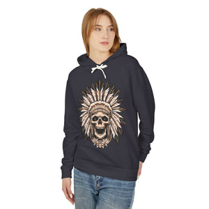 Vintage Warrior Skull Casual Wear - Unisex Lightweight Hooded Sweatshirt