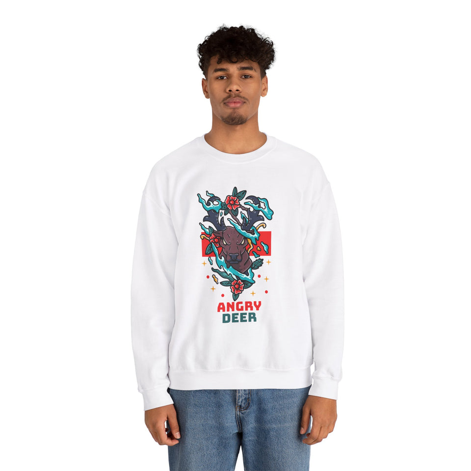 Angry Deer Unisex Heavy Blend™ White Sweatshirt