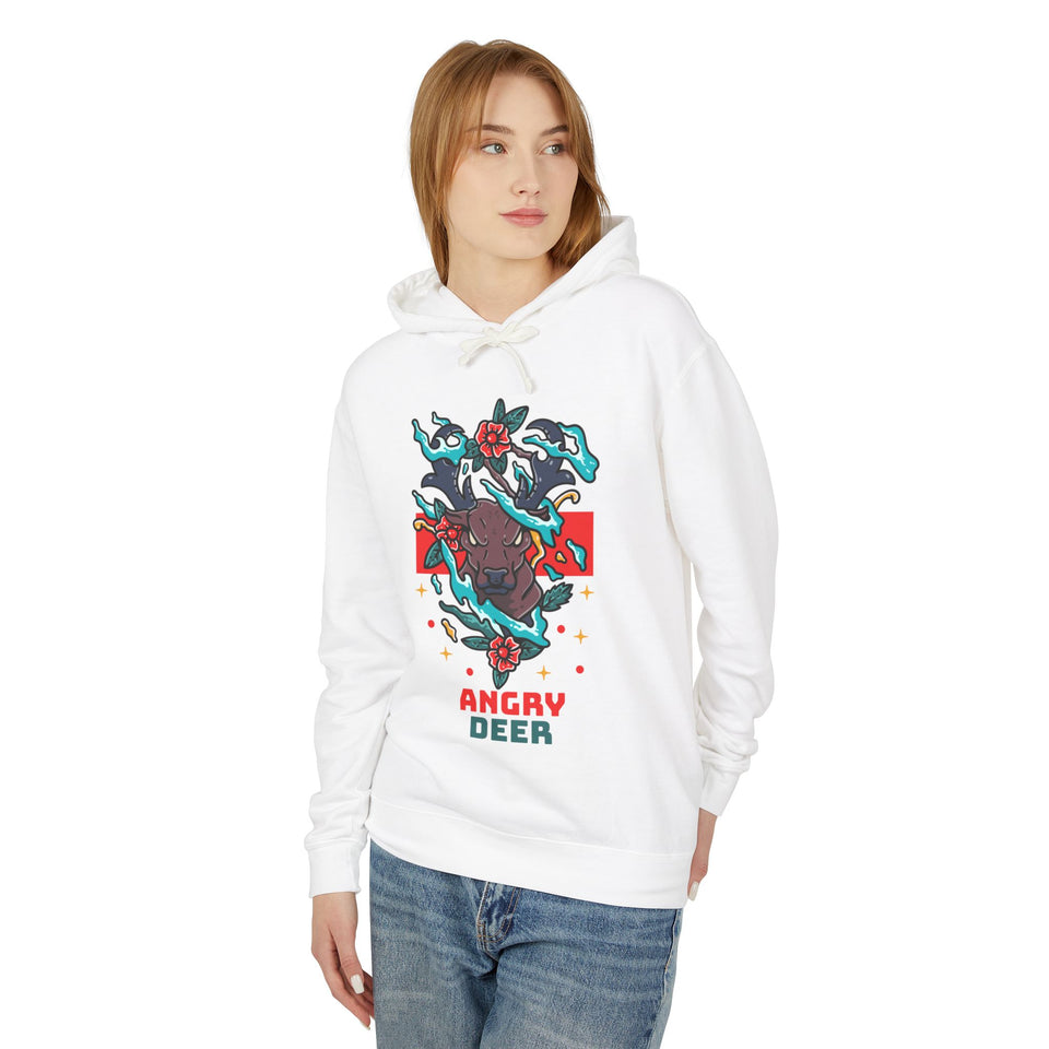 Angry Dear Casual Wear - Unisex Lightweight Hooded Sweatshirt