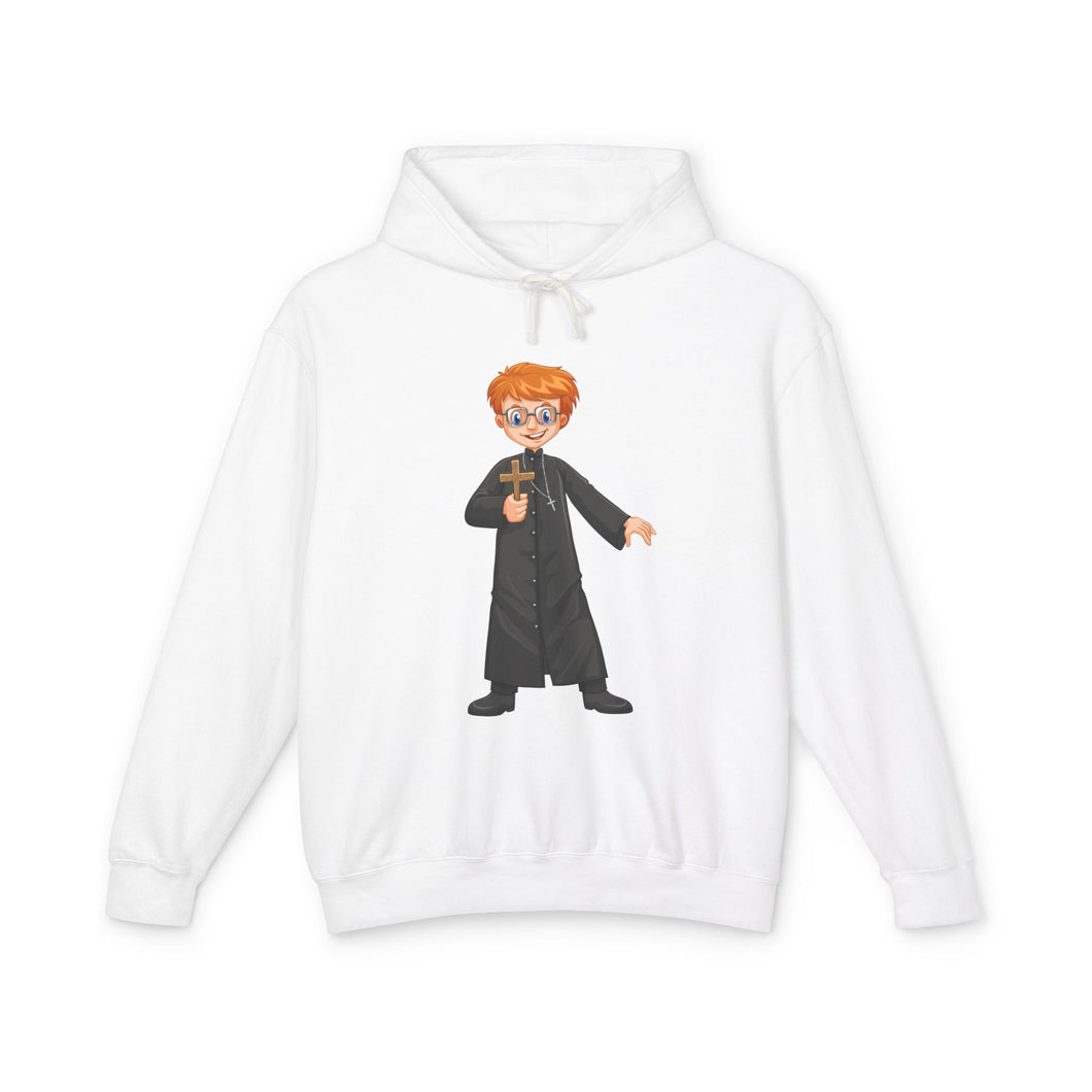 Priest Holding Boy Casual Wear -  Lightweight Hooded Sweatshirt