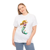 Cheerful Young Mermaid Casual Wear Girls Heavy Cotton T-Shirts