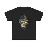 Snake Skull Tattoo Casual Wear Unisex Heavy Cotton T-Shirts