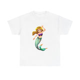 Cheerful Young Mermaid Casual Wear Girls Heavy Cotton T-Shirts