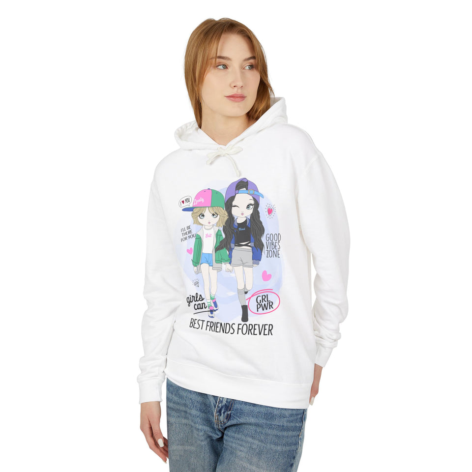 Best Friends Forever Casual Wear - Unisex Lightweight Hooded Sweatshirt