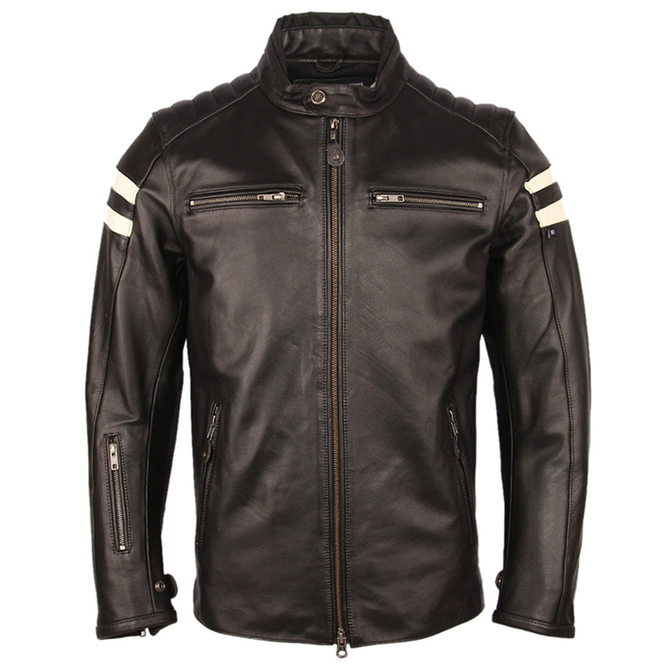 Men’s Black Vintage Motorcycle Biker Genuine Sheepskin Leather Jacket