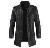 Men's Classic Black Genuine Sheepskin Trench Leather Coat