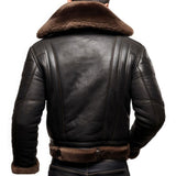 Men’s Black Aviator B3 Bomber Faux Fur Genuine Cowhide Leather Jacket