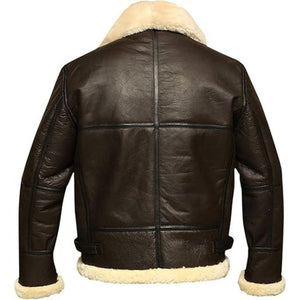 Men's Brown Classic Aviator B3 Bomber Genuine Sheepskin Leather Jacket