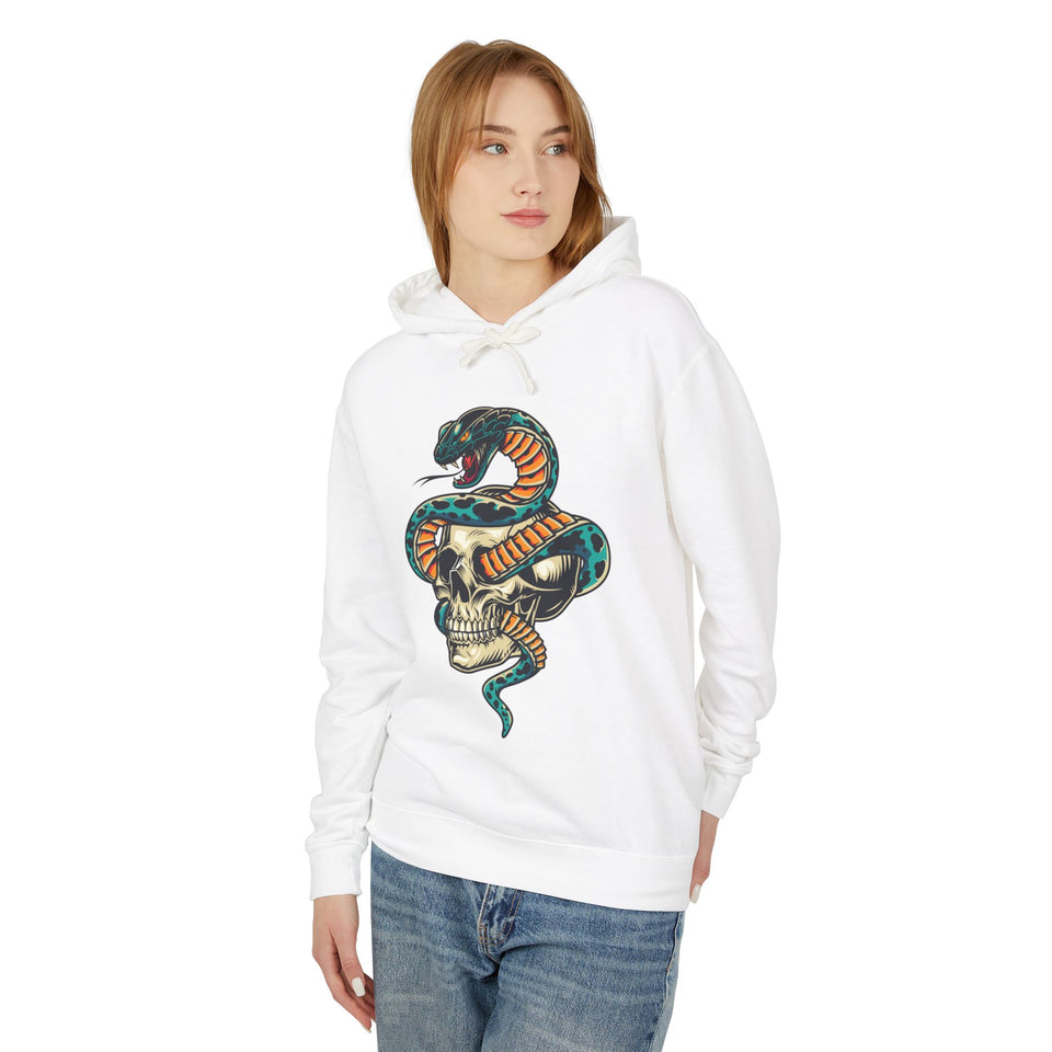 Snake Skull Casual Wear - Unisex Lightweight Hooded Sweatshirt