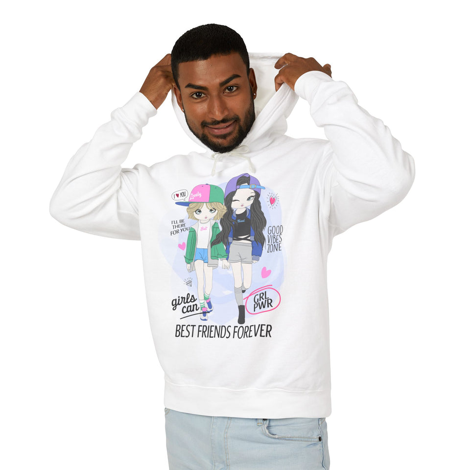 Best Friends Forever Casual Wear - Unisex Lightweight Hooded Sweatshirt