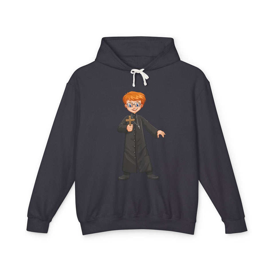 Priest Holding Boy Casual Wear -  Lightweight Hooded Sweatshirt