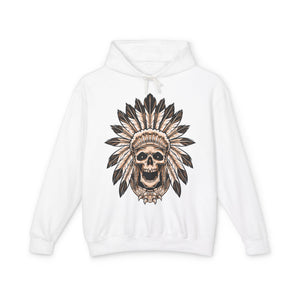 Vintage Warrior Skull Casual Wear - Unisex Lightweight Hooded Sweatshirt