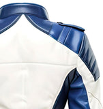 Women’s Classic Blue White Motorcycle Genuine Sheepskin leather jacket