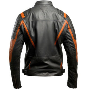 Men’s Black Retro Café Racer Genuine Sheepskin Quilted Leather Jacket