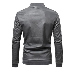 Men's Biker Charcoal-Black Slim-fit Pure Sheepskin Leather Jacket