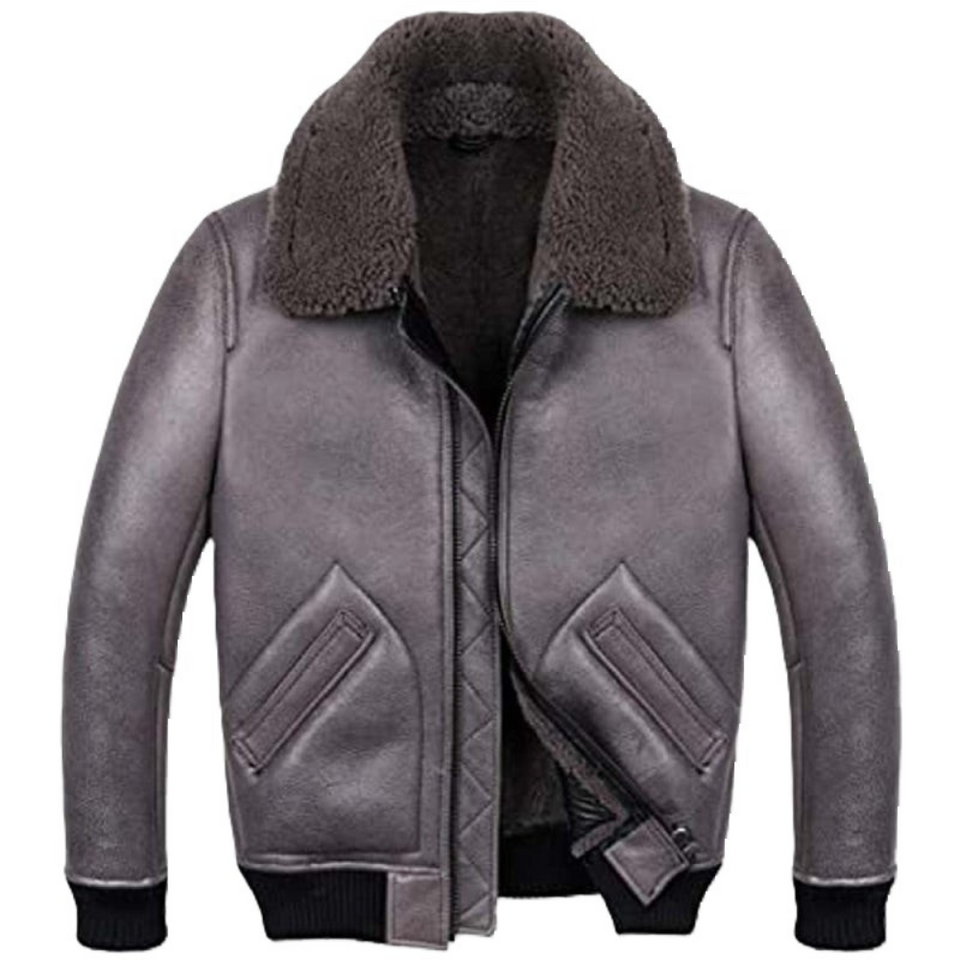 Men's Black Classic Aviator B3 Genuine Sheepskin Leather Jacket