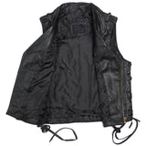 Men's Vintage Retro Black Motorcycle Genuine Cowhide Leather Vest