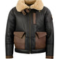 Men's Black Genuine Sheepskin Shearling Lined Bomber Leather Jacket