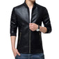 Men's Classic Black Stand-Up collar slim-fit Genuine Leather Jacket