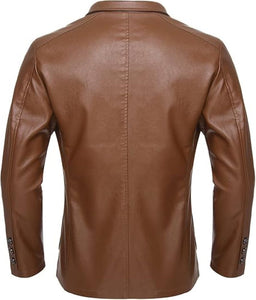 Men's Classic Brown Genuine Sheepskin Leather Blazer Coat