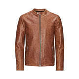 Men's Distressed Brown Moto-Biker Genuine Lambskin Leather Jacket