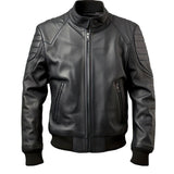 Men’s Bomber Black Genuine Sheepskin Windbreaker Biker Leather Jacket