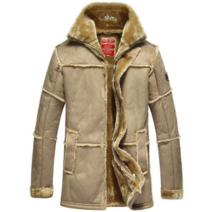 Men's Brown Faux Shearling Fur Premium Sheepskin Leather Jacket