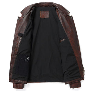 Men’s Distressed Brown Brando Moto Cowhide Genuine Leather Jacket