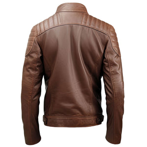 Men's DiJacketstressed Finish Brown Bomber Genuine Sheepskin Leather