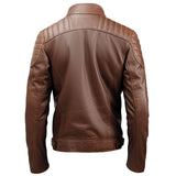 Men's DiJacketstressed Finish Brown Bomber Genuine Sheepskin Leather