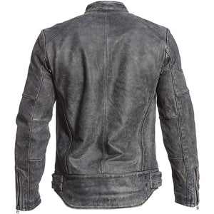 Men’s Grey Moto-Racer Vintage Genuine Cowhide Leather Jacket