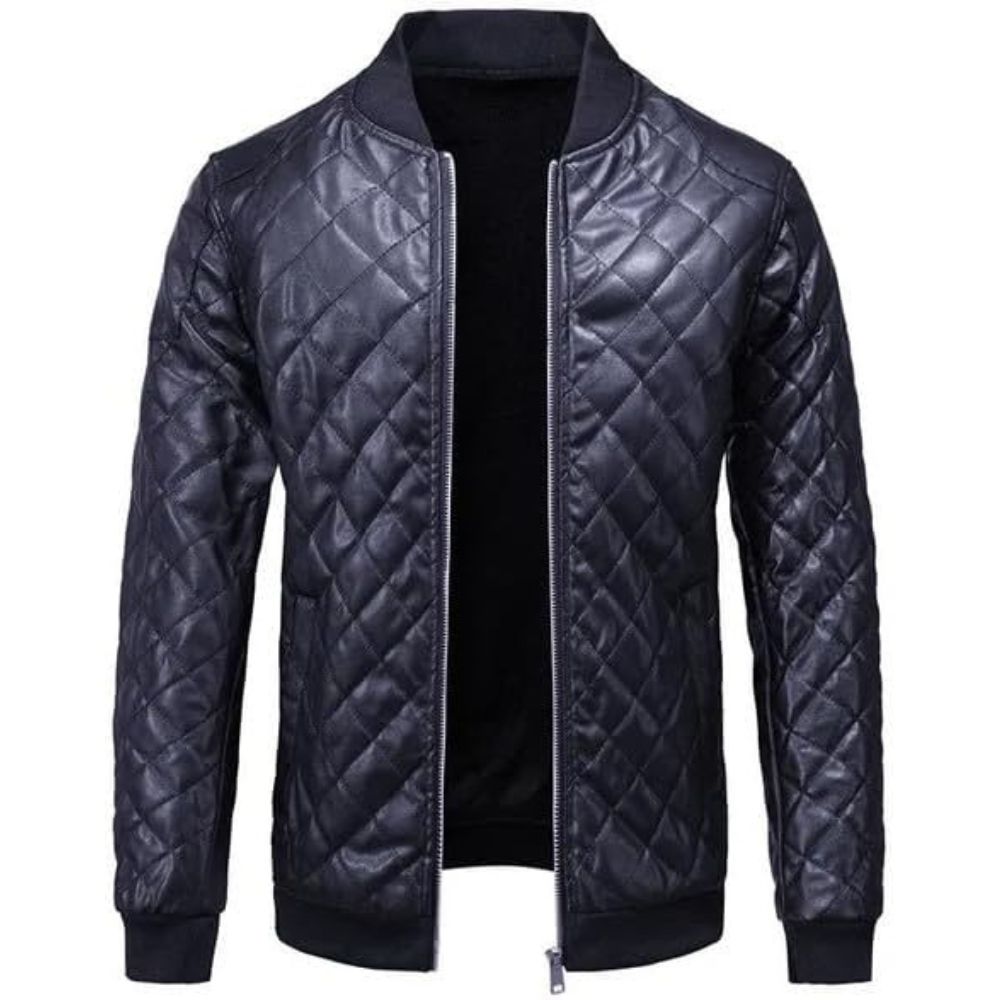 Men's Trendy Black Bomber Genuine Sheepskin Biker Style Leather Jacket