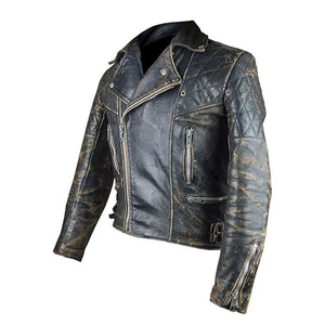 Men's Distressed Brown Vintage Style Cafe Racer Genuine Leather Jacket