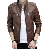 Men's Vintage Brown Quilted Biker Genuine Sheepskin Leather Jacket