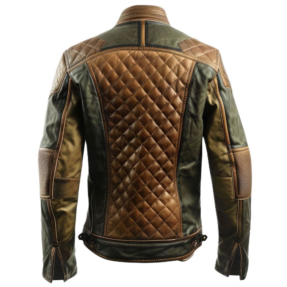 Men’s Greenish Brown Genuine Sheepskin Motorcycle Leather Jacket