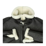 Men’s Black Aviator Black B-6 Bomber Genuine Sheepskin Leather Jacket