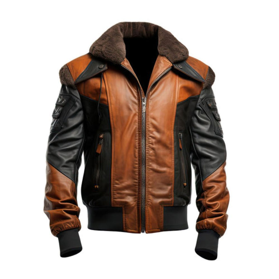 Men's B3 Bomber Flight Sheepskin Faux Shearling Fur Leather Jacket