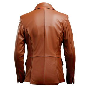 Men’s Brown Genuine Sheepskin Slim-fit Classy Leather Blazer