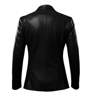 Men’s Office Wear Single Breasted Genuine Sheepskin Leather Blazer