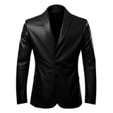 Men’s Office Wear Single Breasted Genuine Sheepskin Leather Blazer