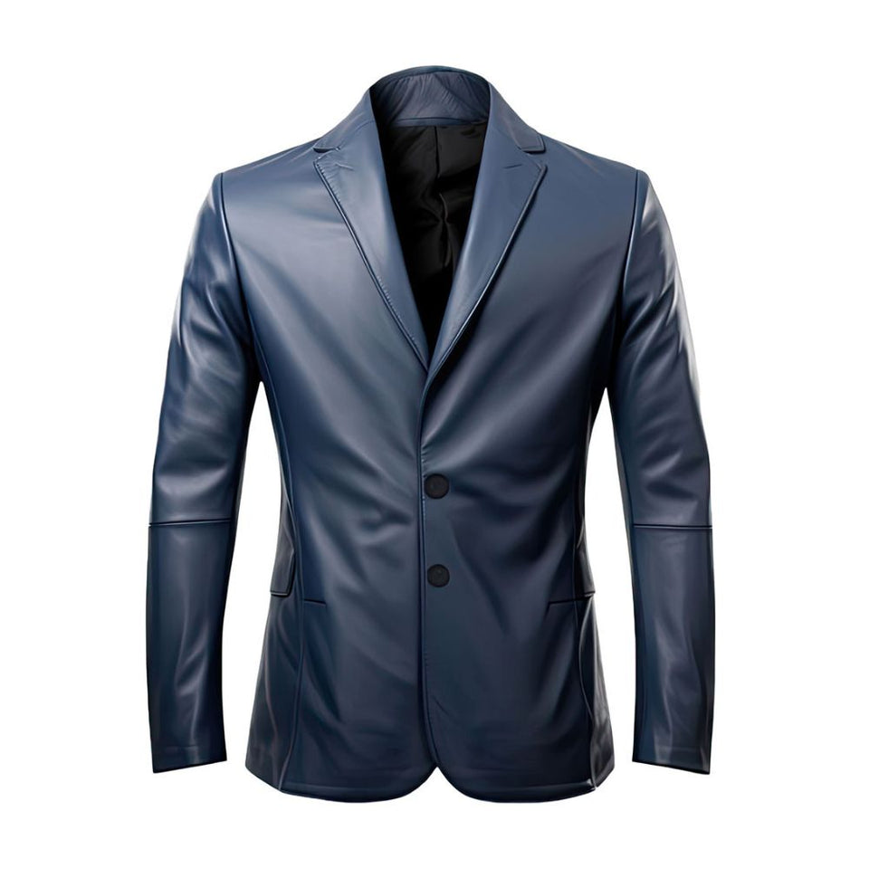 Men’s Office Wear Single Breasted Genuine Sheepskin Leather Blazer