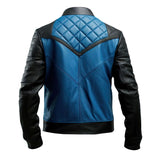 Men’s Royal Blue Genuine Sheepskin Quilted Motorcycle Leather Jacket