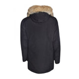 Men’s Winter Warm Black Fur Hooded Parka Streetwear Cotton Coat