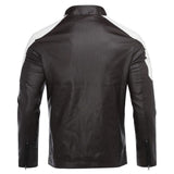 Men’s Black Moto-Racer Stand-up Collar Premium Leather Jacket