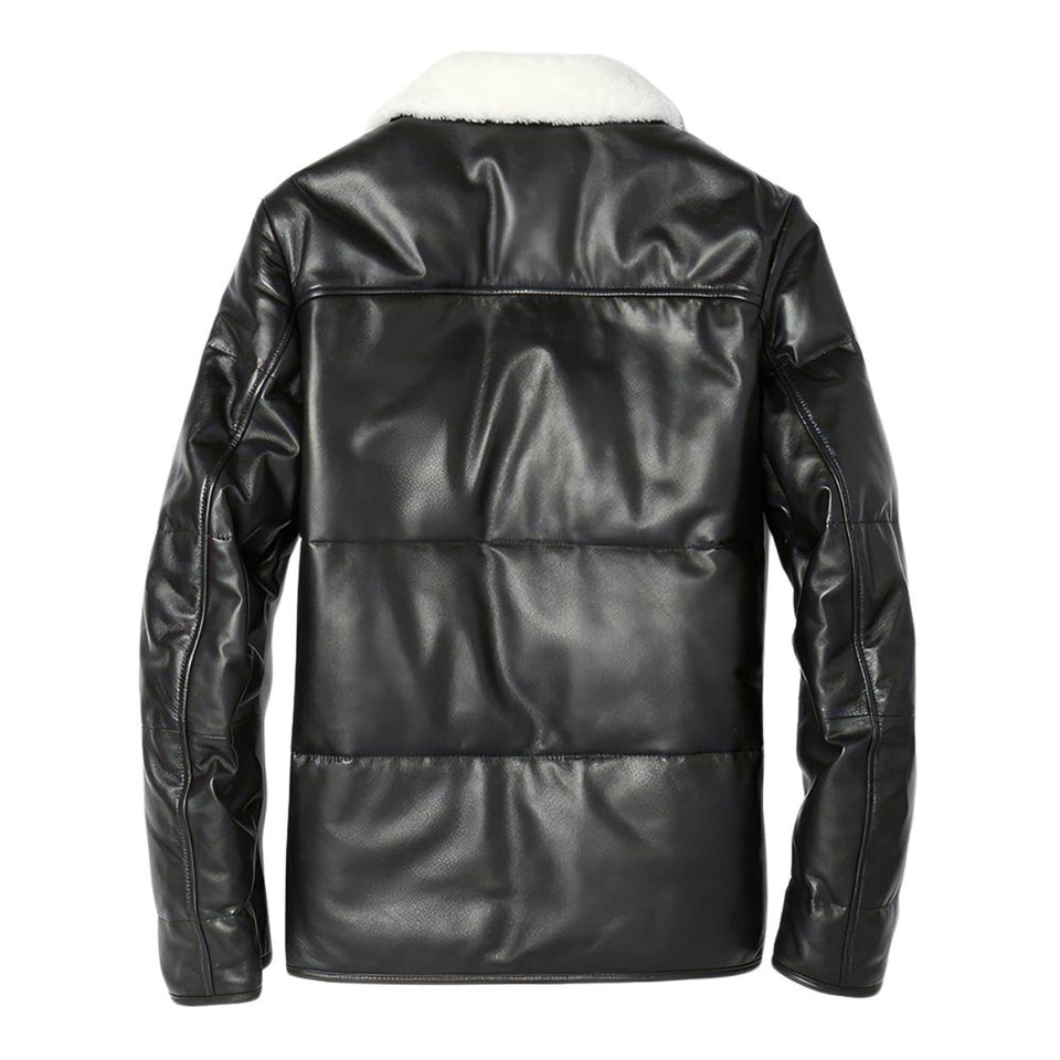 Men’s Jet Black A2 Aviator Genuine Sheepskin Leather Jacket