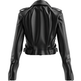 Women's Black Slim-Fit Motorcycle Genuine Sheepskin  Leather Jacket