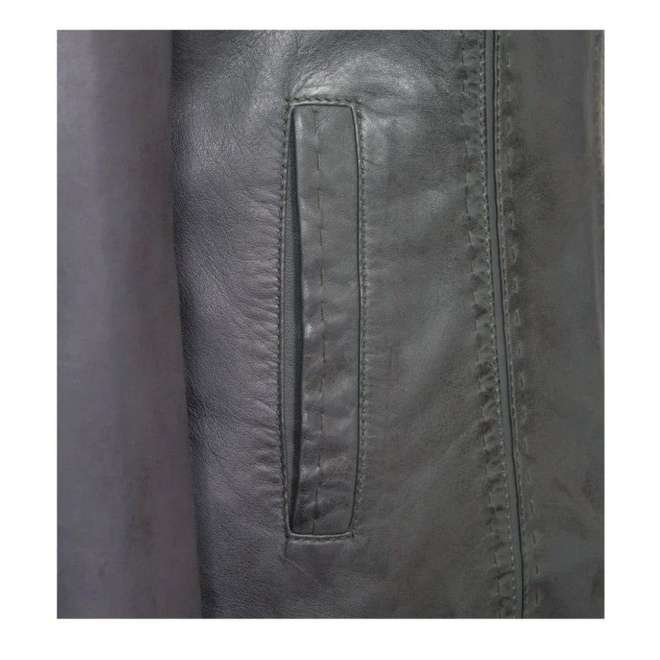 Women's Black Stab-Stitch Style Genuine Sheepskin Racer Leather Jacket