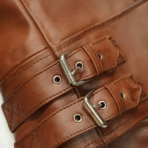 Women’s Brown Vintage Motorcycle Genuine Sheepskin Leather Jacket